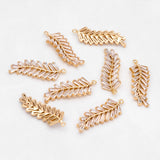 Plated Brass CZ Paved Leaf Charms Earring Findings GB-3037