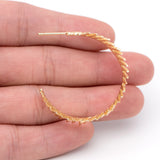 4pcs 34mm Round Circle Earring Components, 18K Plated Brass