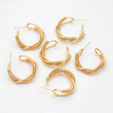 4pcs Round Circle Ear Posts 26mm, Twisted Wire Stud Earrings
