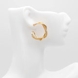 4pcs Round Circle Ear Posts 26mm, Twisted Wire Stud Earrings