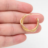 4pcs Round Circle Ear Posts 26mm, Twisted Wire Stud Earrings