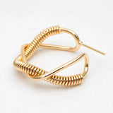 4pcs Round Circle Ear Posts 26mm, Twisted Wire Stud Earrings