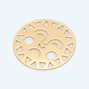 4pcs Round Sun Charms 30mm, Sun Face Earring Charm, Disk Sun Pendants
