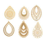 4pcs Stainless Steel Filigree Earring Charm Pendants
