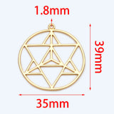 4pcs Star Pendants 35x39mm, 18K Plated Brass, Geometric Round Hexagram Charm