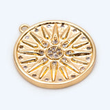 4pcs CZ Paved Sun Disc Charms 18K Plated Brass