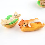 4pcs Golden-haired Bread Puppy Charms - Hand-made PVC Enamel Set
