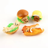 4pcs Golden-haired Bread Puppy Charms - Hand-made PVC Enamel Set