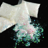 4pcs Hexagon Iridescent Glitter Silicone Mold Chameleon Flakes Nail Art