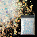 4pcs Hexagon Iridescent Glitter Silicone Mold Chameleon Flakes Nail Art