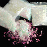 4pcs Hexagon Iridescent Glitter Silicone Mold Chameleon Flakes Nail Art