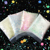 4pcs Hexagon Iridescent Glitter Silicone Mold Chameleon Flakes Nail Art