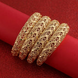 4pcs Heart Bangles Cuff Ethnic Women Ramadan Jewelry