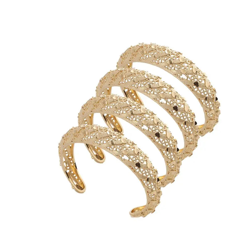4pcs Heart Bangles Cuff Ethnic Women Ramadan Jewelry