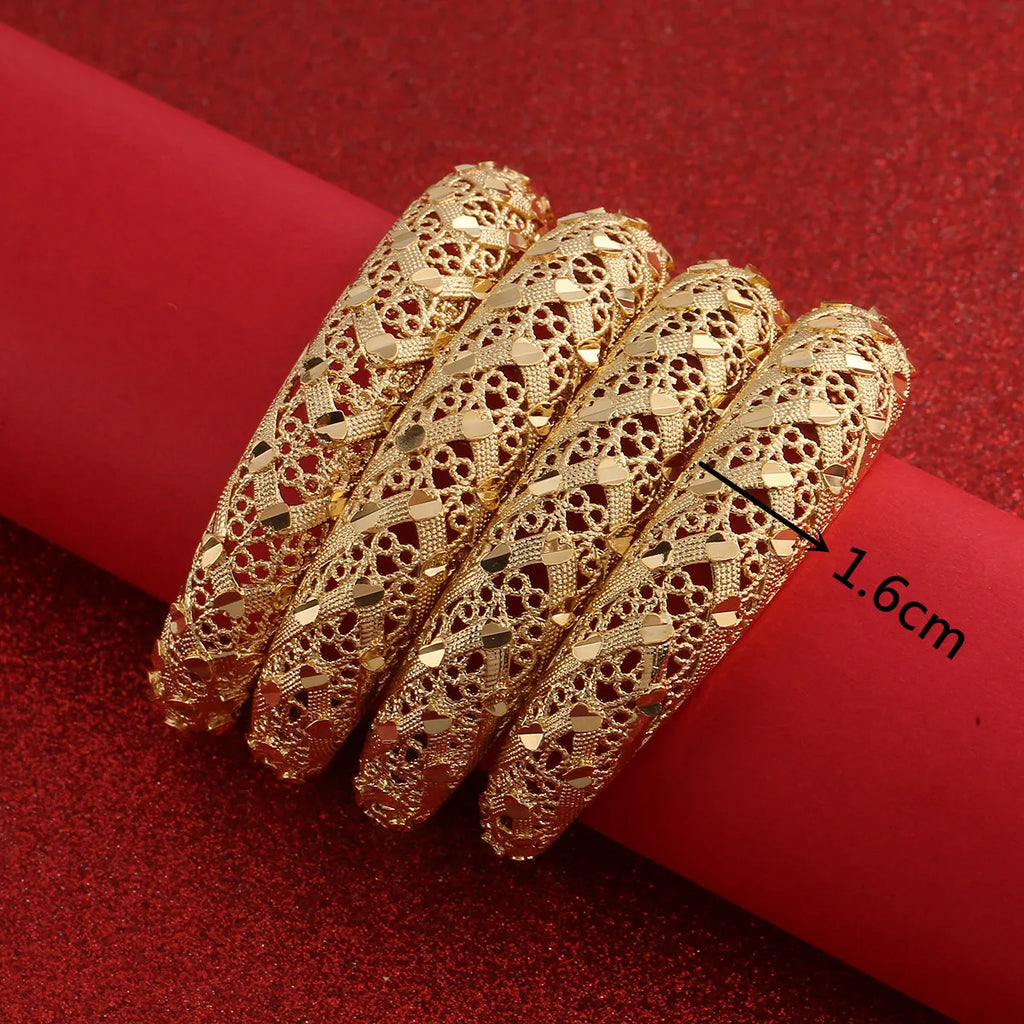 Vintage Ethnic Women Ramadan Charm Heart Bangles Cuff
