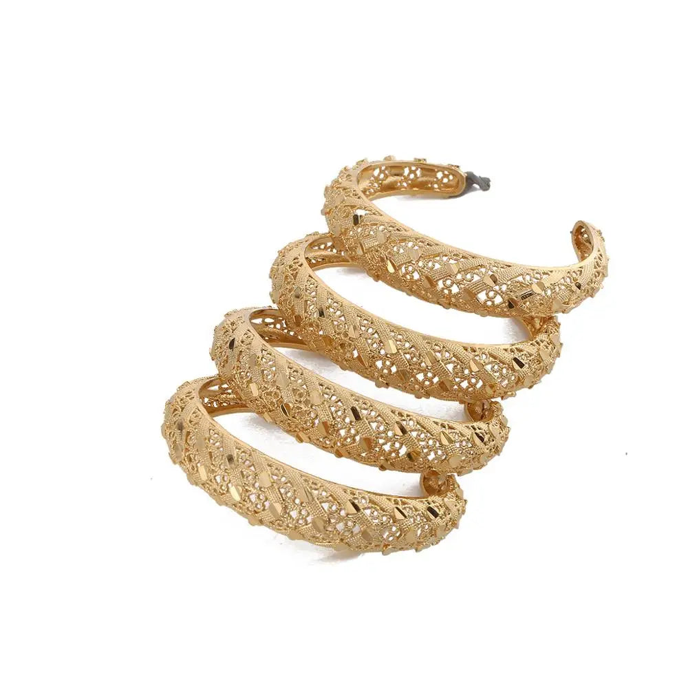 Vintage Ethnic Women Ramadan Charm Heart Bangles Cuff