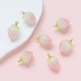 4pcs Strawberry Resin Pendant Jewelry Charms