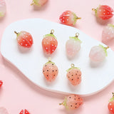 4pcs Strawberry Resin Pendant Jewelry Charms