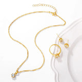 Light Style Zirconia Jewelry Set, Bright Silver Plated