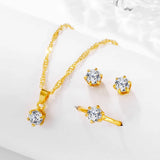 Light Style Zirconia Jewelry Set, Bright Silver Plated