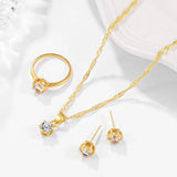 Light Style Zirconia Jewelry Set, Bright Silver Plated