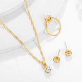 Light Style Zirconia Jewelry Set, Bright Silver Plated