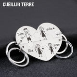 4pcs Personalized Jigsaw Puzzle Name Key Chain Family Car Accessories