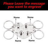 4pcs Personalized Jigsaw Puzzle Name Key Chain Family Car Accessories