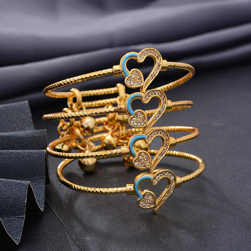 4pcs 24k Bangle Baby Child Boys Girls Dubai Bride Wedding Ethiopian Bracelet
