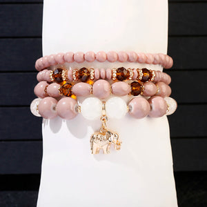 4pcs/Lot Elephant Alloy Pendant Bracelet Set