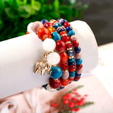 4pcs/Lot Elephant Alloy Pendant Bracelet Set