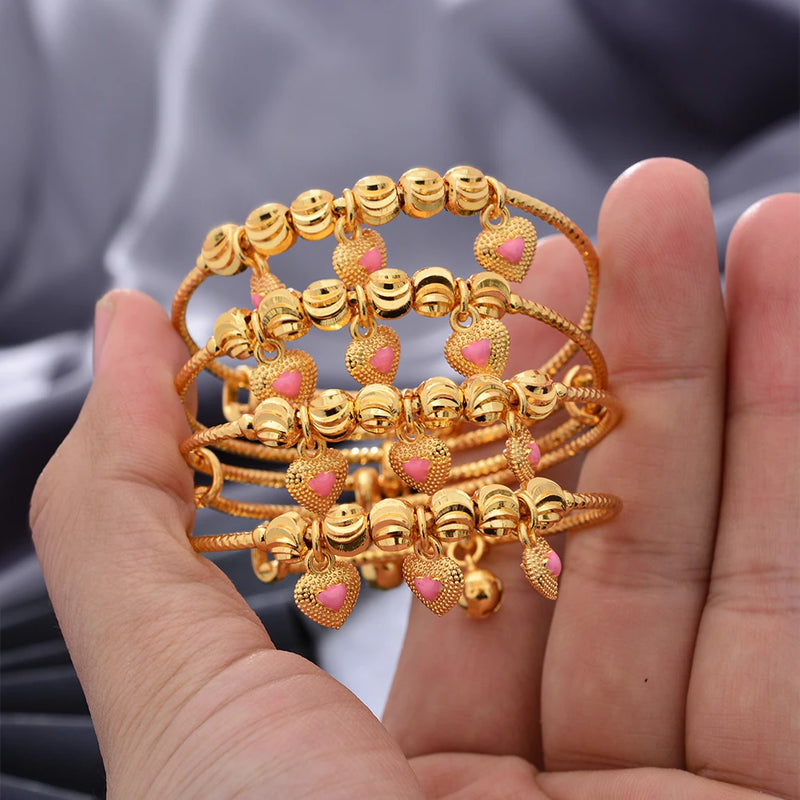 4pcs Dubai Baby Bangles Child Bracelet For Kids African Children Jewelry
