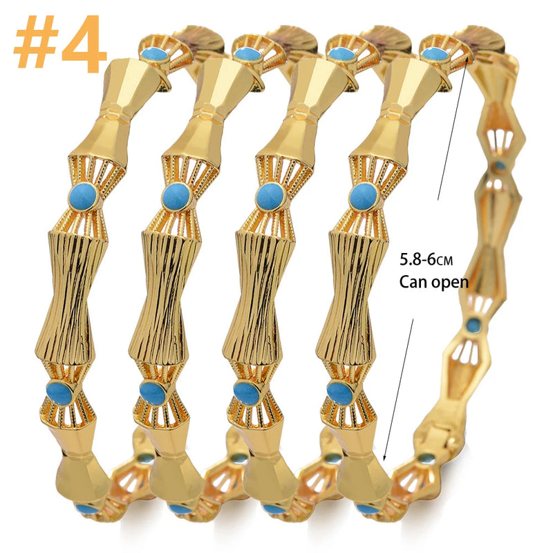 4pcs/Lot 24k Dubai Bangles For Women Jewelry African Bracelets