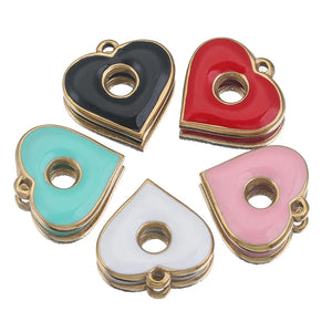 4pcs Stainless Steel Heart Earring Enamel Charms for Jewelry Making