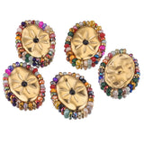 4pcs Stainless Steel Sun Flower Oval Earring Charms