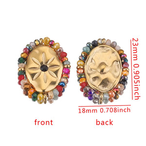 4pcs Stainless Steel Sun Flower Oval Earring Charms