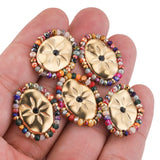4pcs Stainless Steel Sun Flower Oval Earring Charms