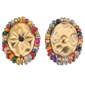 4pcs Stainless Steel Sun Flower Oval Earring Charms
