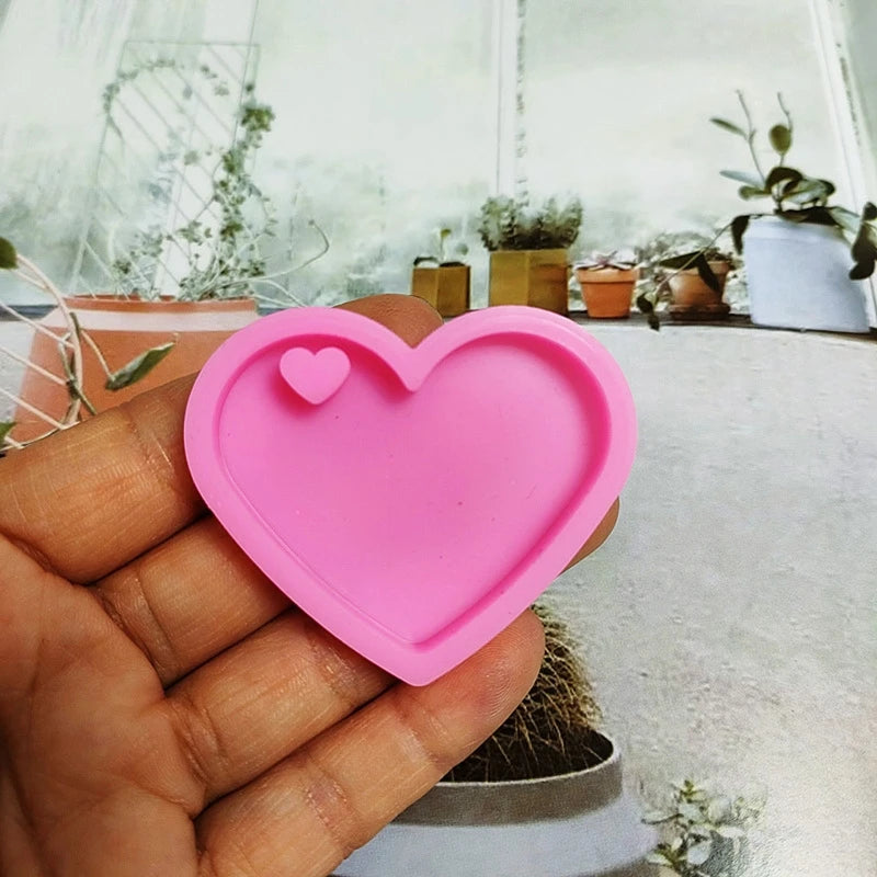 4pcs Love Heart Silicone Mold Epoxy Resin Mould DIY Jewelry Keychain Pet Tag