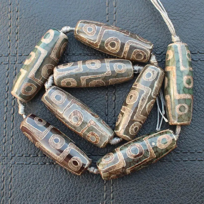 4pcs Green Antique Tibet Dzi Agate Beads 38-40mm DIY Jewelry Making