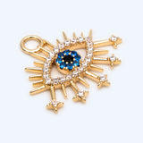 4pcs Micro Pave CZ Evil Eye Charm 21x20mm, Eye Charms