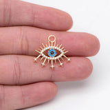 4pcs Micro Pave CZ Evil Eye Charm 21x20mm, Eye Charms