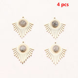 4pcs Mix Boho Stone Earring Charms Gold Tassel Pendants DIY Jewelry Making