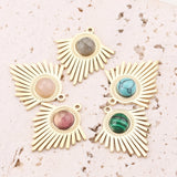 4pcs Mix Boho Stone Earring Charms Gold Tassel Pendants DIY Jewelry Making
