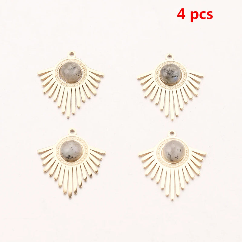 4pcs Mix Boho Stone Earring Charms Gold Tassel Pendants DIY Jewelry Making