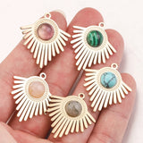 4pcs Mix Boho Stone Earring Charms Gold Tassel Pendants DIY Jewelry Making