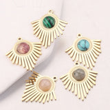 4pcs Mix Boho Stone Earring Charms Gold Tassel Pendants DIY Jewelry Making