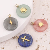 4pcs Natural Stone Charms Gold Cross Pendants DIY Jewelry Making