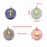 4pcs Natural Stone Charms Gold Cross Pendants DIY Jewelry Making