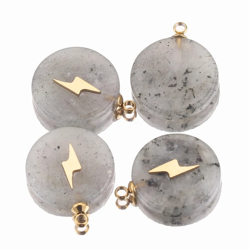 4pcs Natural Stone Charms Gold Cross Pendants DIY Jewelry Making